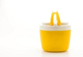 Yellow water canteen on white background photo