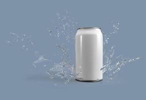 3d rendering image of white can and water splash photo