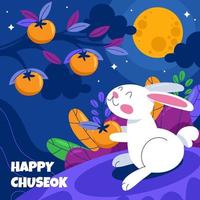 conejo feliz en la noche de chuseok vector