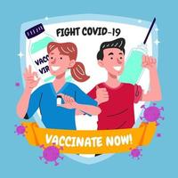 Man and Woman After Got Covid-19 Vaccine vector