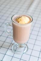 Chocolate frappe with vanilla ice cream on top photo