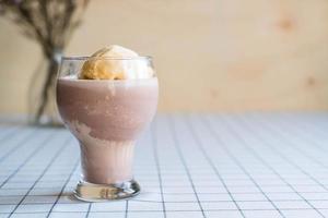 Chocolate frappe with vanilla ice cream on top photo