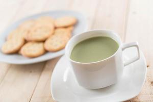 A cup of matcha latte green tea photo