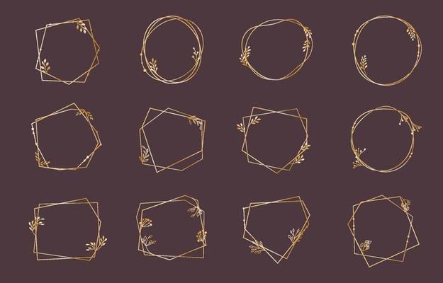 Set of Gold Frame Collection for Wedding Card