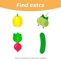 Education game for preschool kids. Find extra object vector