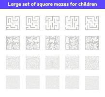 large set of square mazes for kids vector