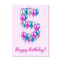 realistic colored balloons on the fifth birthday vector