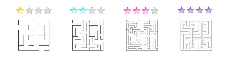set of 4 square mazes for kids vector