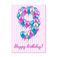 realistic colored balloons on the ninth birthday vector