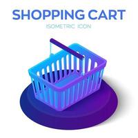 Cart Icon. 3D Isometric Shopping cart Icon. Created For Mobile, Web. vector