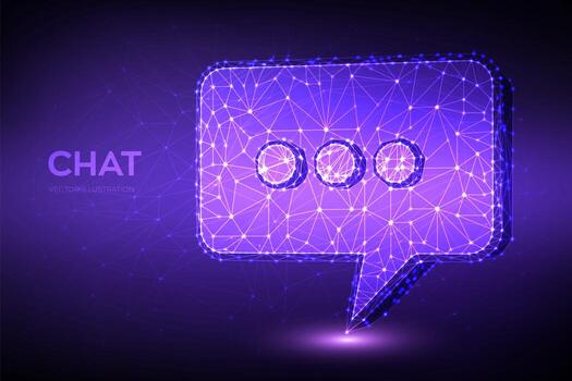 Chat icon. Low poly abstract Chat sign. Speech bubble message symbol. vector