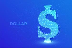 dólar. línea de malla abstracta de baja poli y punto dólar de los Estados Unidos. vector