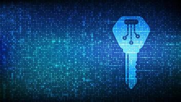 Digital key. Electronic key icon made with binary code. vector