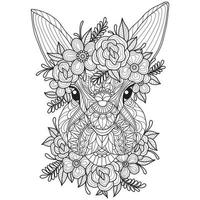 Beautiful rabbit hand drawn for adult coloring book vector