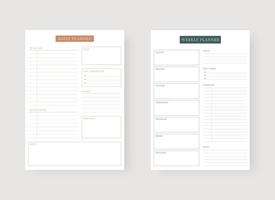 Daily and weekly planner template. vector