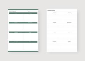 Weekly planner template. vector