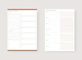 Weekly planner template. vector