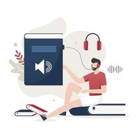 concepto de ilustración de libro de audio vector