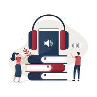 Flat illustration of audio book concept vector