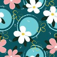 Seamless cute hand drawn paint floral pattern background vector