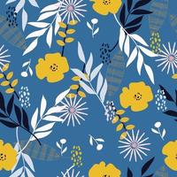 Abstract floral surface pattern seamless on blue background vector