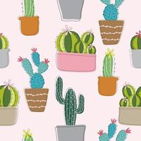 Seamless hand drawn cactus pattern background vector