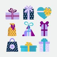 conjunto de coloridos regalos de fiesta con diferentes lazos vector