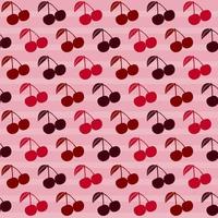 Summer Seamless Pattern with Cherry Berries and Lines vector