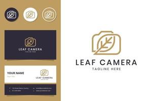 leaf camera line art logo design vector