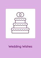 Heartiest wedding congratulations postcard with linear glyph icon vector