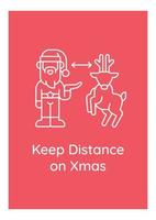 mantenerse a salvo en la postal de Navidad con el icono de glifo lineal vector