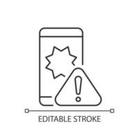 Phone crashes linear icon vector