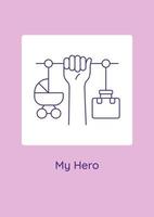 Appreciation to my hero postcard with linear glyph icon vector