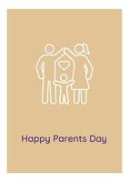 Global parents day postcard with linear glyph icon vector