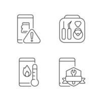 Cellphone recovery related linear icons set vector