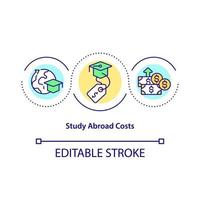 Study abroad costs concept icon vector