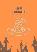 Halloween party invitation postcard with linear glyph icon vector
