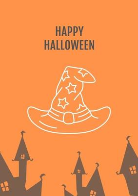 Halloween party invitation postcard with linear glyph icon