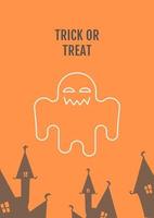 Halloween custom postcard with linear glyph icon vector