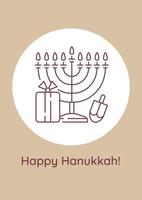 Greeting with Chanukah event postcard with linear glyph icon vector