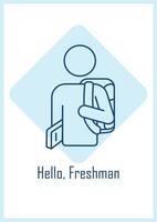 Warm welcome to new student postcard with linear glyph icon vector