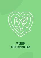 Global vegetarian day postcard with linear glyph icon vector