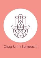 Greeting for hanukkah holiday postcard with linear glyph icon vector