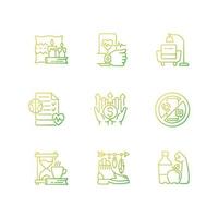 Modern lifestyle and health gradient linear vector icons set