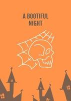 Halloween horror night postcard with linear glyph icon vector