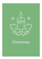 Christmas day postcard with linear glyph icon vector