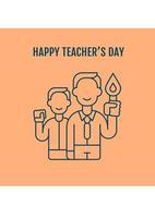 Teaching profession celebration postcard with linear glyph icon vector