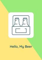 Beerfest postcard with linear glyph icon vector