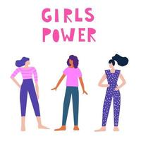 Doodle woman character. Girl power, empowerment, diversity theme vector