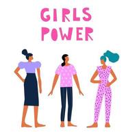 Doodle woman character. Girl power, empowerment, diversity theme vector